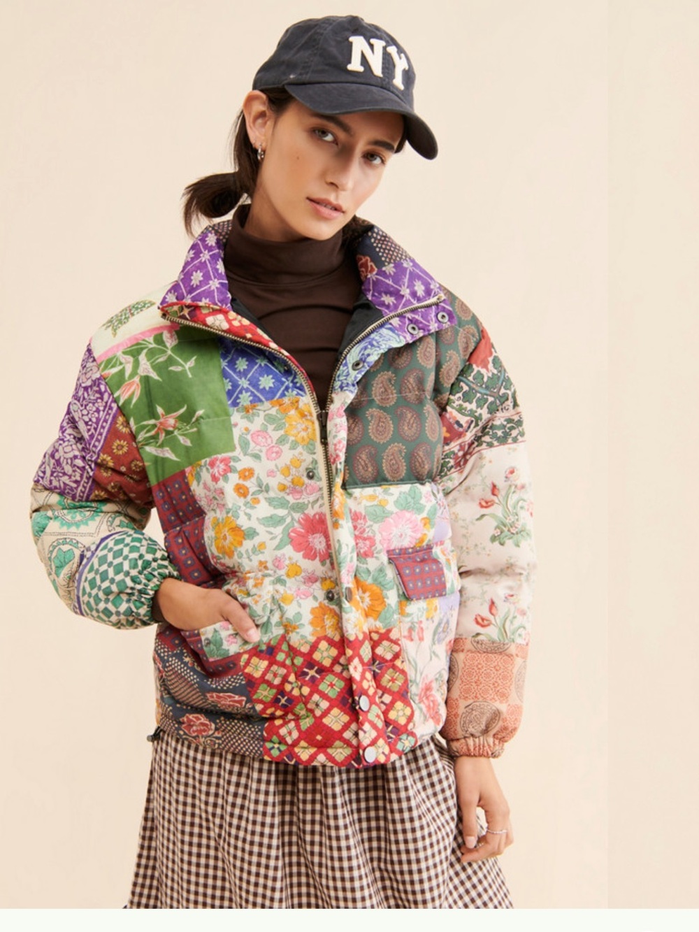 Found Free People Mixed Print Garden Puffer size XL